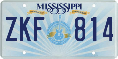 MS license plate ZKF814