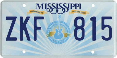 MS license plate ZKF815