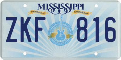 MS license plate ZKF816