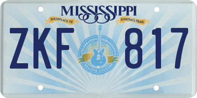 MS license plate ZKF817