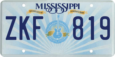 MS license plate ZKF819