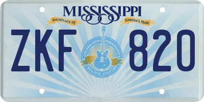 MS license plate ZKF820