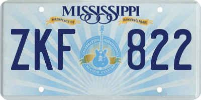 MS license plate ZKF822