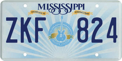 MS license plate ZKF824