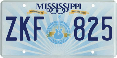 MS license plate ZKF825