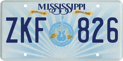 MS license plate ZKF826