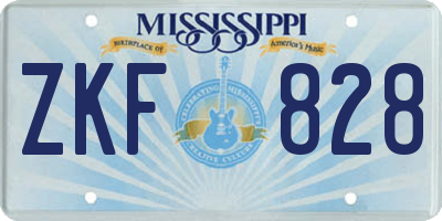 MS license plate ZKF828