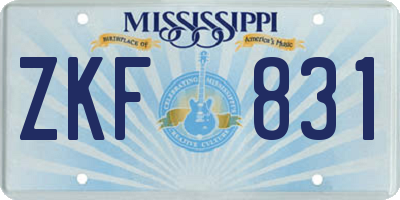MS license plate ZKF831