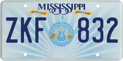 MS license plate ZKF832