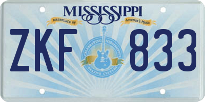 MS license plate ZKF833