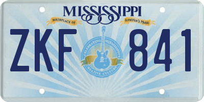 MS license plate ZKF841