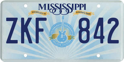 MS license plate ZKF842