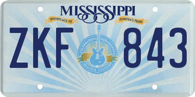 MS license plate ZKF843