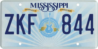 MS license plate ZKF844
