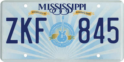 MS license plate ZKF845