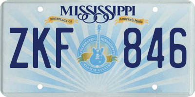 MS license plate ZKF846