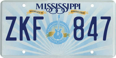 MS license plate ZKF847