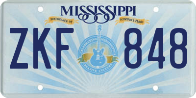MS license plate ZKF848