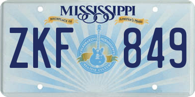 MS license plate ZKF849