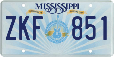 MS license plate ZKF851