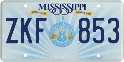 MS license plate ZKF853
