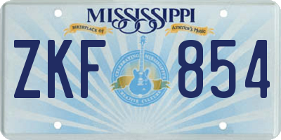 MS license plate ZKF854