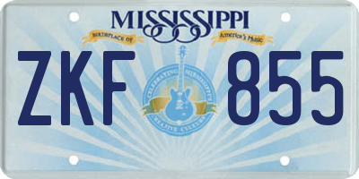 MS license plate ZKF855