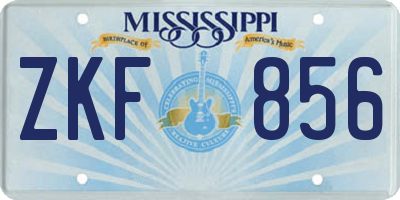 MS license plate ZKF856