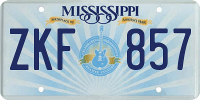 MS license plate ZKF857