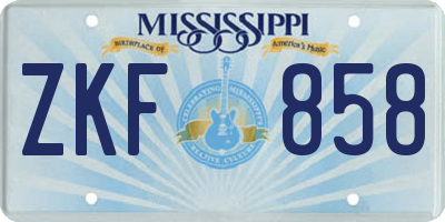 MS license plate ZKF858