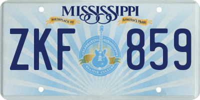 MS license plate ZKF859