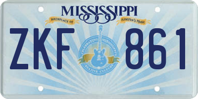MS license plate ZKF861