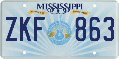 MS license plate ZKF863