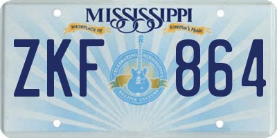 MS license plate ZKF864