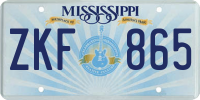 MS license plate ZKF865