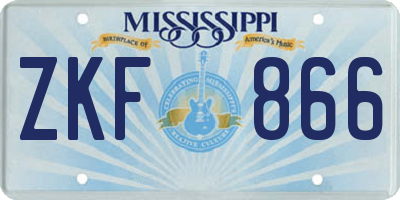 MS license plate ZKF866