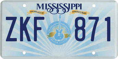 MS license plate ZKF871