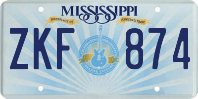 MS license plate ZKF874