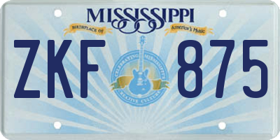 MS license plate ZKF875