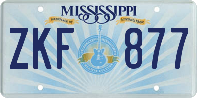 MS license plate ZKF877