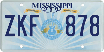 MS license plate ZKF878