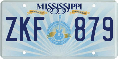 MS license plate ZKF879