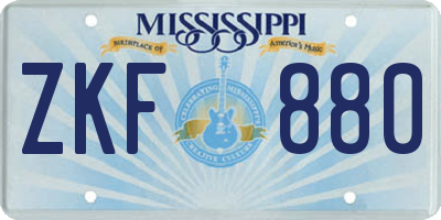 MS license plate ZKF880