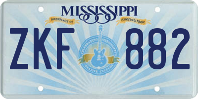 MS license plate ZKF882