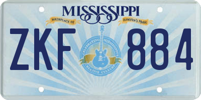 MS license plate ZKF884