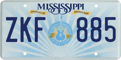 MS license plate ZKF885