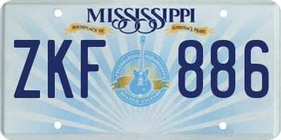 MS license plate ZKF886