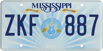 MS license plate ZKF887