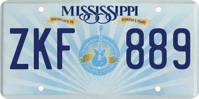 MS license plate ZKF889