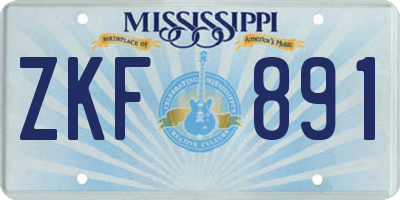MS license plate ZKF891